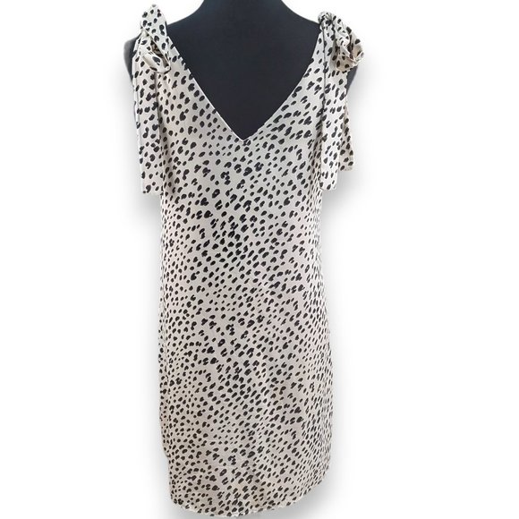 Andree By Unit Cream Cheetah Classy Tie Sleeve Shift Dress - Women's S - Picture 2 of 6